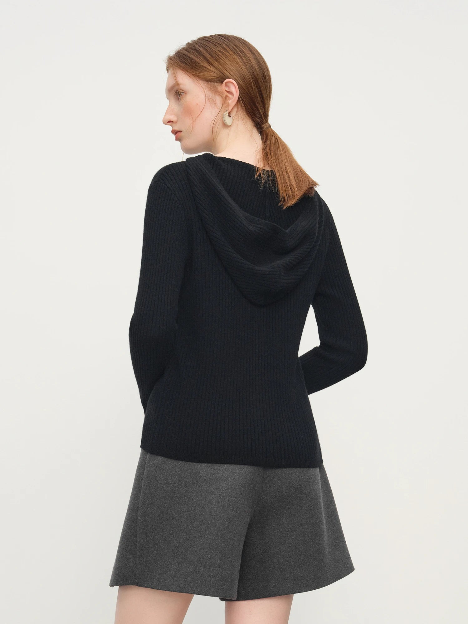 Winter 2025 Women's Hooded Knit Cardigan - Stand Collar Pure Wool Open Front Coatigan Textured Design for Casual Elegance