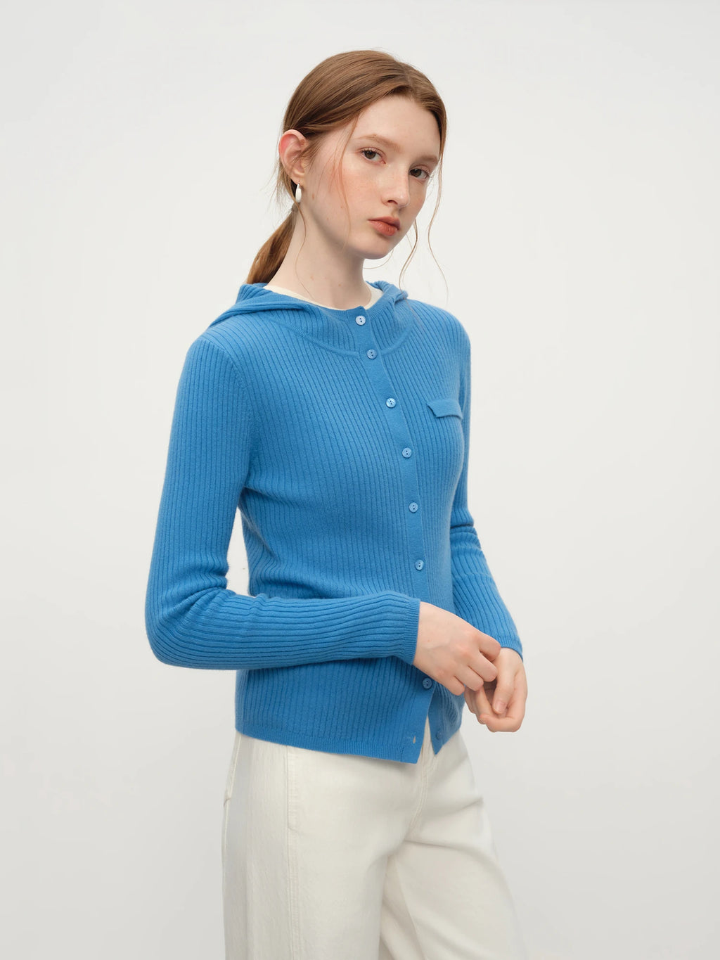 Winter 2025 Women's Hooded Knit Cardigan - Stand Collar Pure Wool Open Front Coatigan Textured Design for Casual Elegance