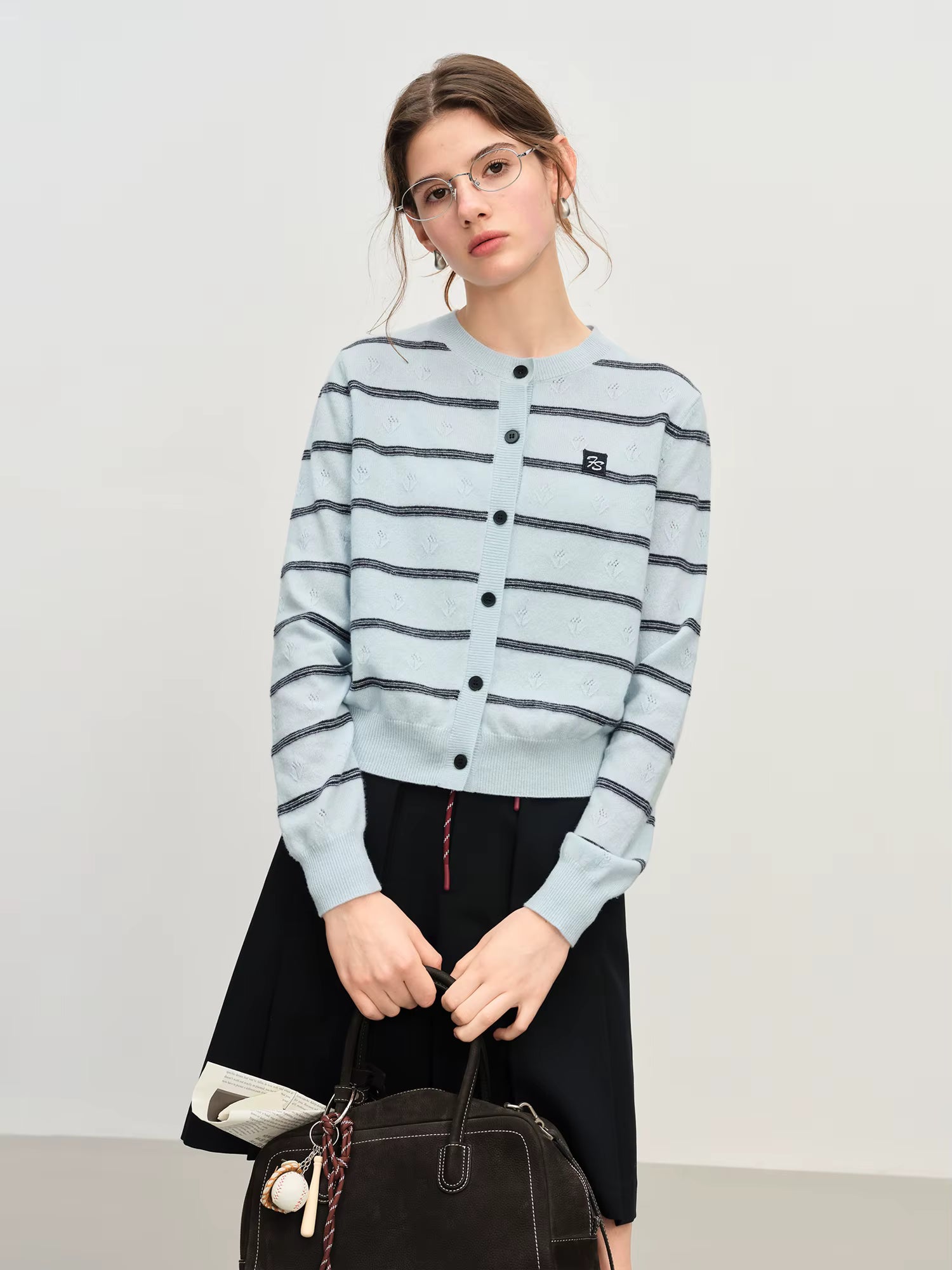 Winter 2025 Women's Jacquard Stripe Knit Sweater - Casual Office Wear Versatile Pullover Top Daily Chic Essentia