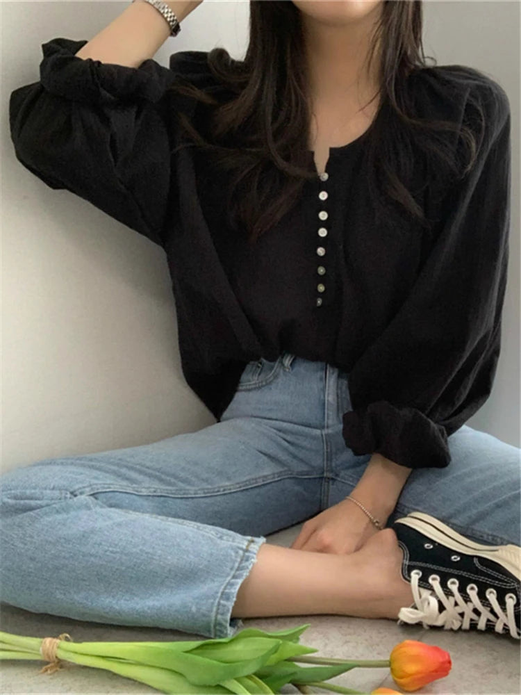 BL3198 New 2024 Elegant Vintage Office Lady Oversized Fashionable Korean Style Wild Spring Summer Women's Blouses Shirts Tops