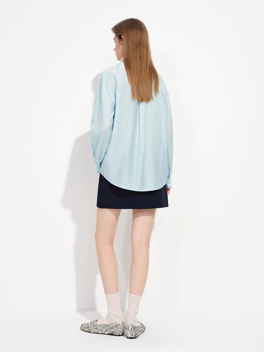 2026 Spring Women's Intricate 3D Floral Applique Linen Blend Tie-Neck Shirt - Elegant Casual Blouse Women Shirt