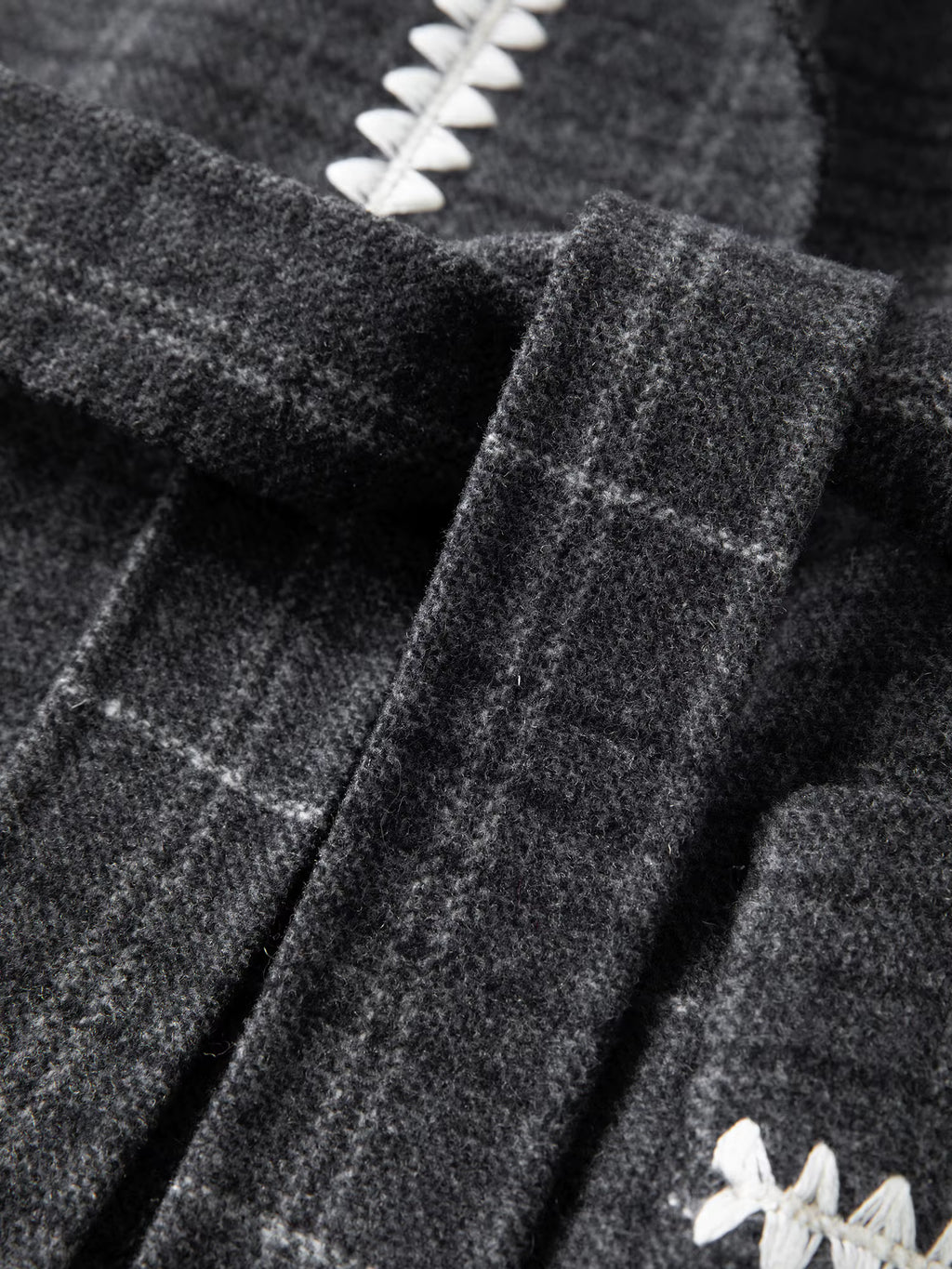 2025 Winter Women's Reversible Tartan Pattern Wool Blend Coat with Embroidery - Bohemian Style Two-Way Wear Long Overcoat