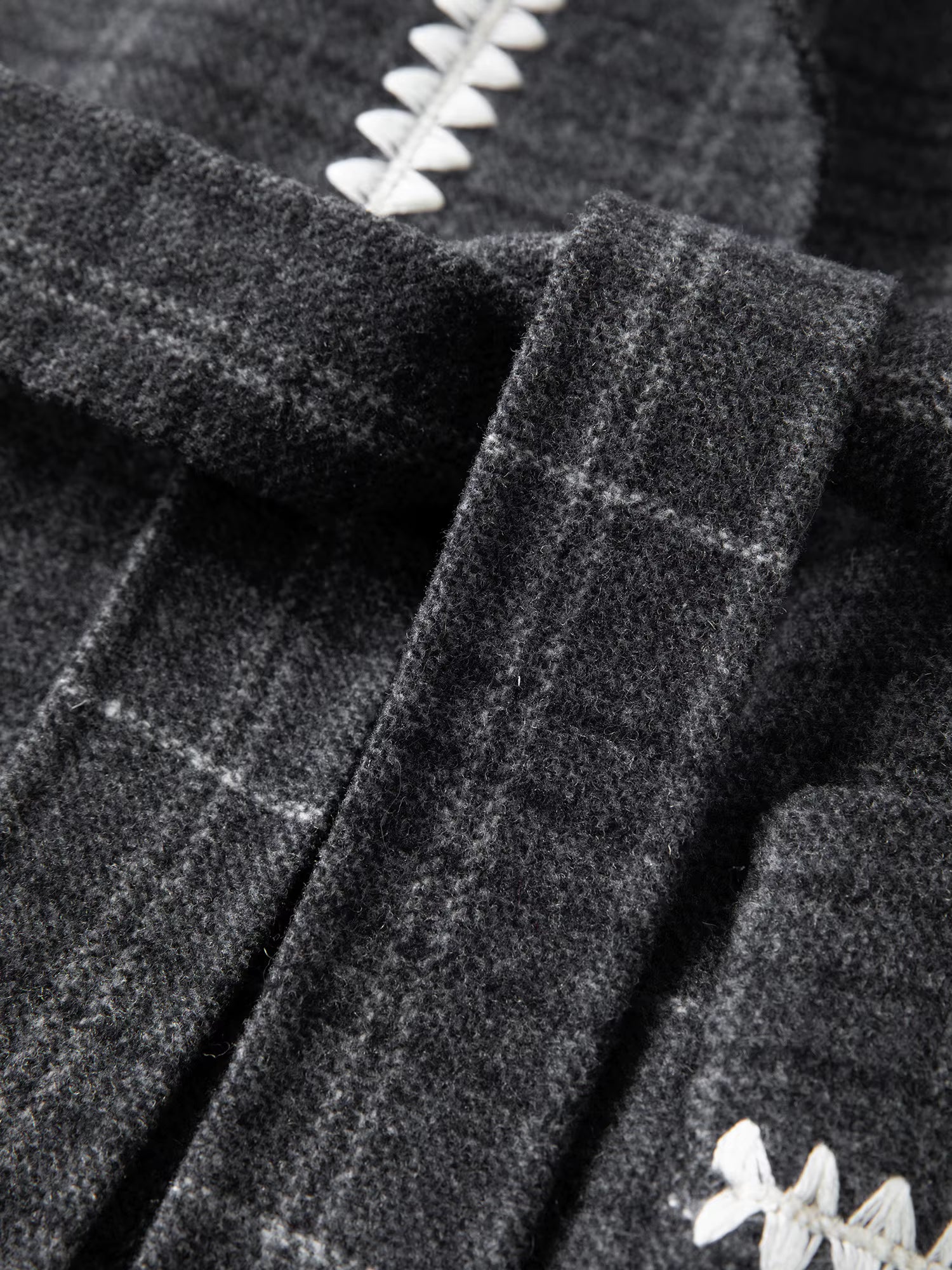 2025 Winter Women's Reversible Tartan Pattern Wool Blend Coat with Embroidery - Bohemian Style Two-Way Wear Long Overcoat