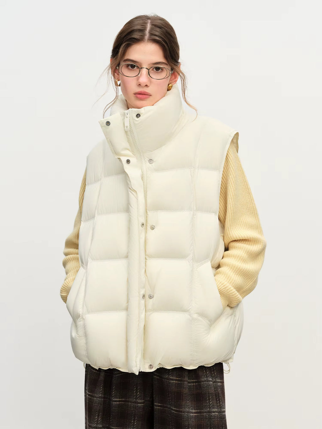 Winter 2025 Women's Korean Style Stand Collar Puffer Vest - Lightweight Down-Free Design Oversized Cloud-Like Fit Casual