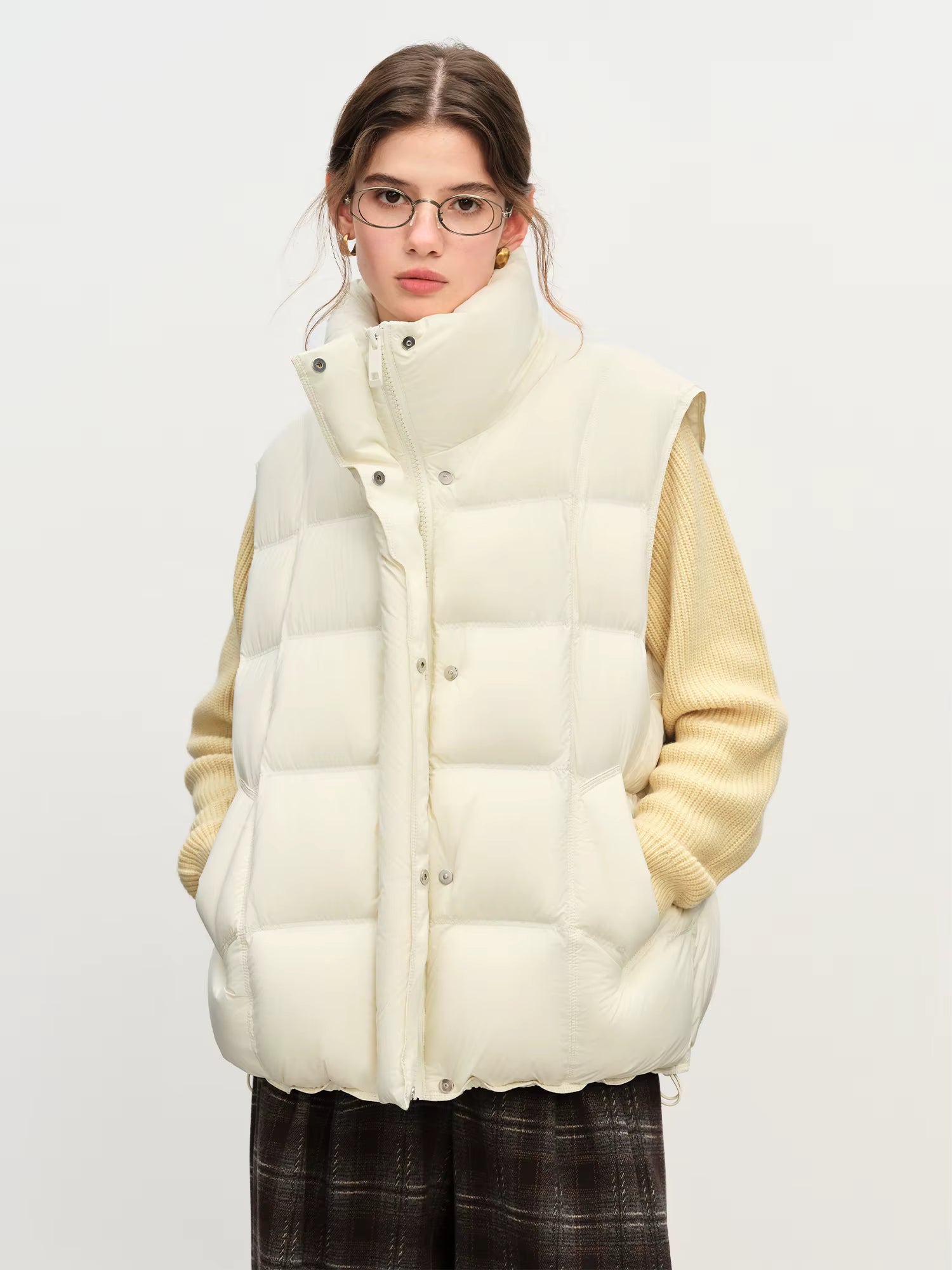 Winter 2025 Women's Korean Style Stand Collar Puffer Vest - Lightweight Down-Free Design Oversized Cloud-Like Fit Casual