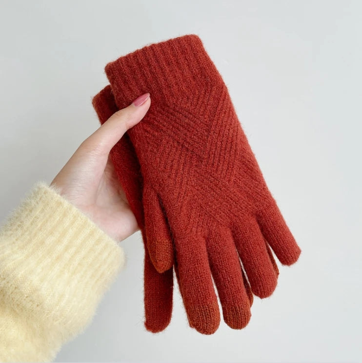 Fashion Cashmere Women Men Winter Cashmere Cold Protection Double-layer Thickening Warm Touch Screen Knitted Woolen Gloves