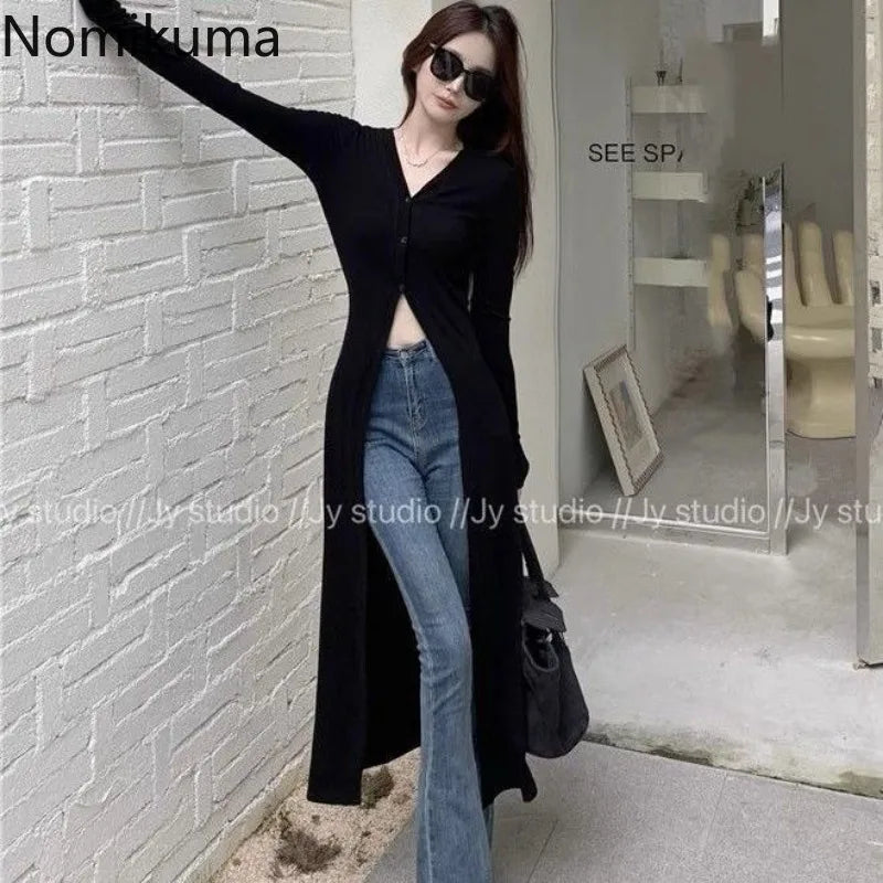 Black Long Sleeve Shirts for Women Camisas De Mujer 2024 Streetwear Fashion Korean Blouses Casual Slim Fit Long Y2k Tops 27u648