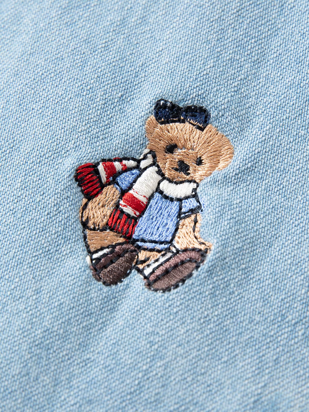 Plus Size Women's Denim Shirt with Bear Embroidery American Retro Style Autumn Winter 2025 Slimming Fit Casual Top Blouse
