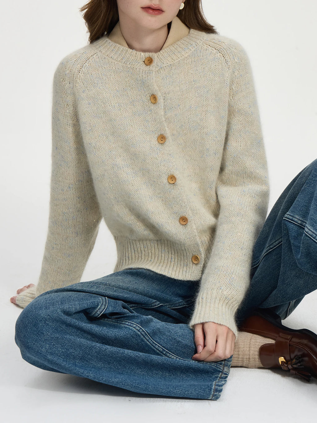 FSLE Office Lady Knitted Cardigan 2024 Winter Clothing New Sweater for Women Casual Loose Women Cardigan Sweater 24FS14261