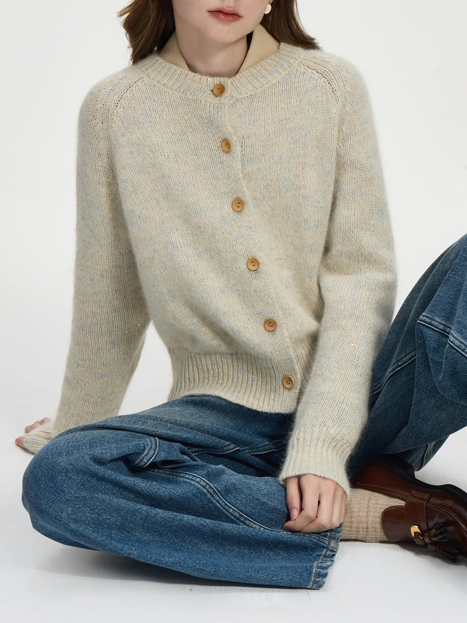 FSLE Office Lady Knitted Cardigan 2024 Winter Clothing New Sweater for Women Casual Loose Women Cardigan Sweater 24FS14261