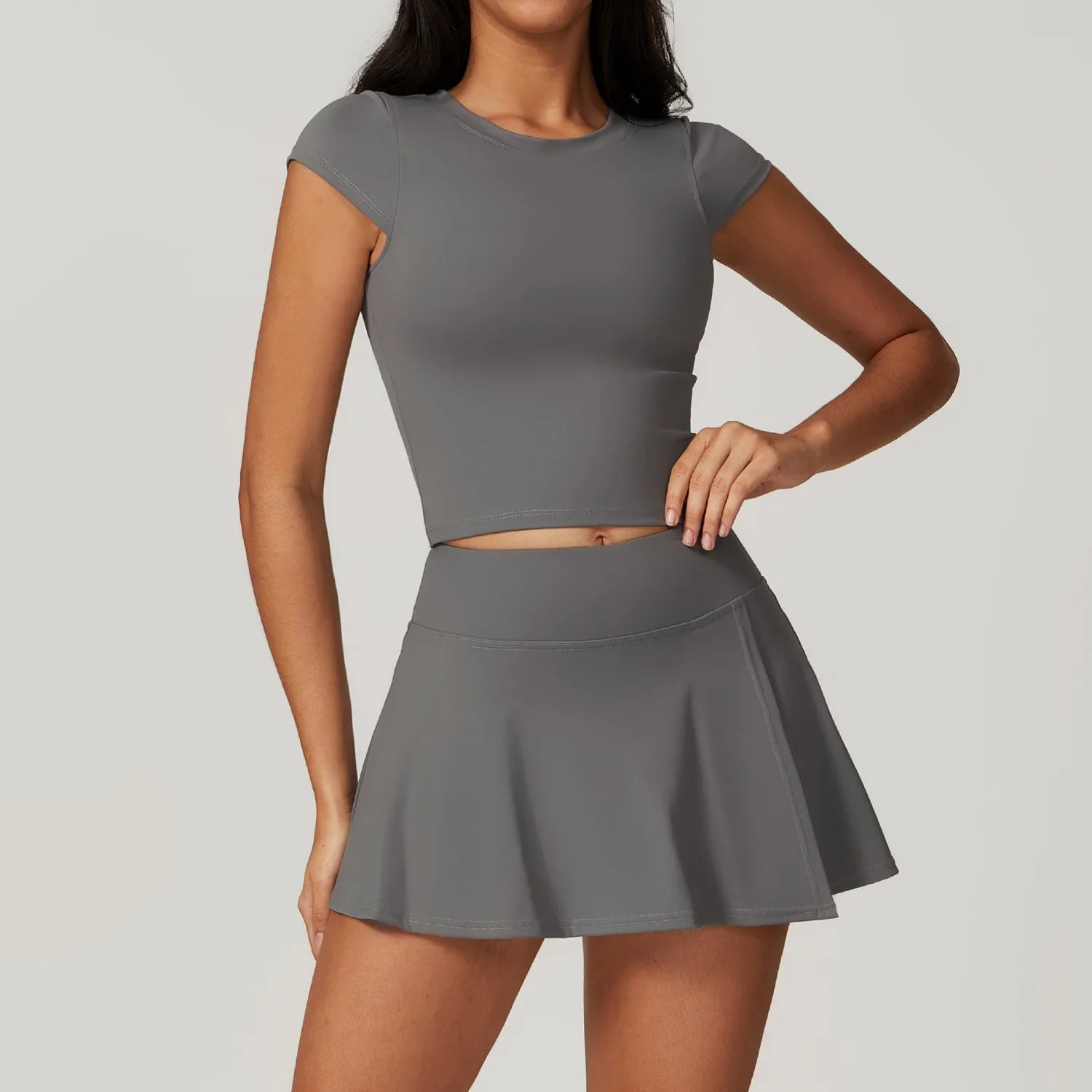 Tight Tennis Skirt Set Yoga Clothing Anti-Shine Bottom Pants Set Quick Dry High Waisted Hip Lifting Running Fitness Exercise Set