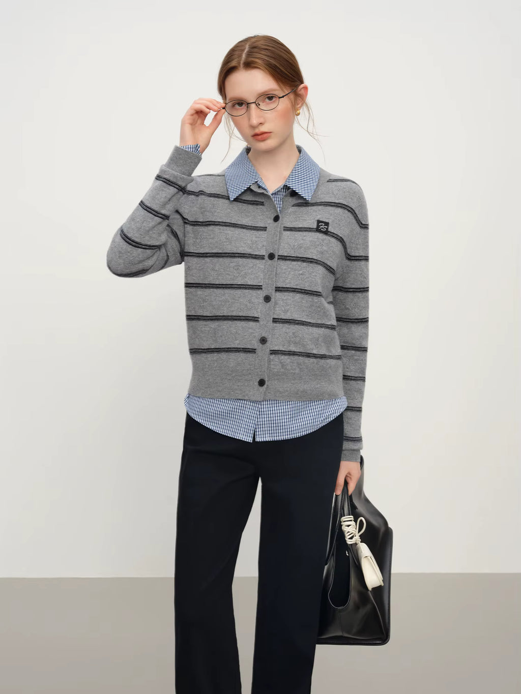 Winter 2025 Women's Jacquard Stripe Knit Sweater - Casual Office Wear Versatile Pullover Top Daily Chic Essentia