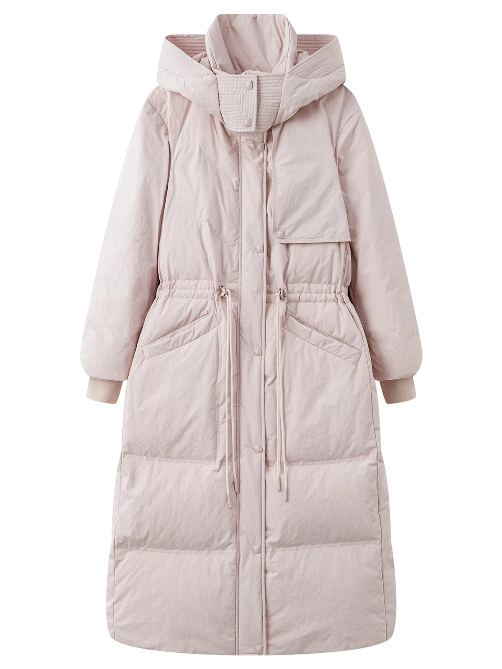 2025 Plus Women's Long Puffer Coat Hooded Belted Waist Down Jacket Slim Fit Winter Warm Thermal Parka Trench Overcoat