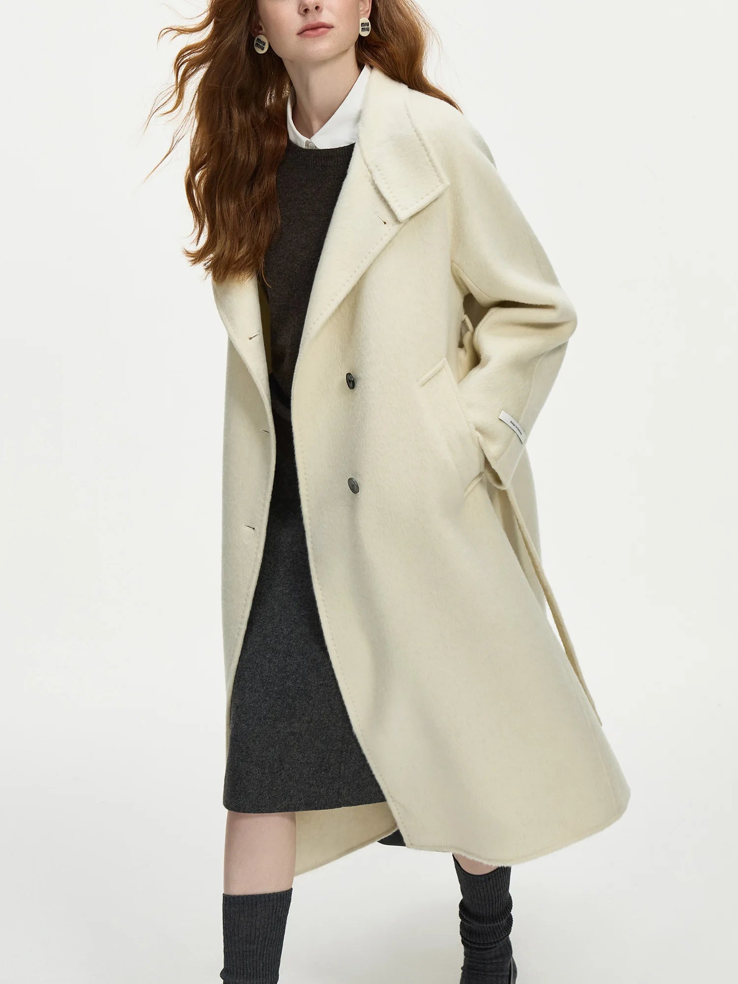 FSLE Office Lady Korean Style Stand Up Collar Double-sided Woolen Coat for Women's Lazy Style Casaul Woolen Coat 24FS14256