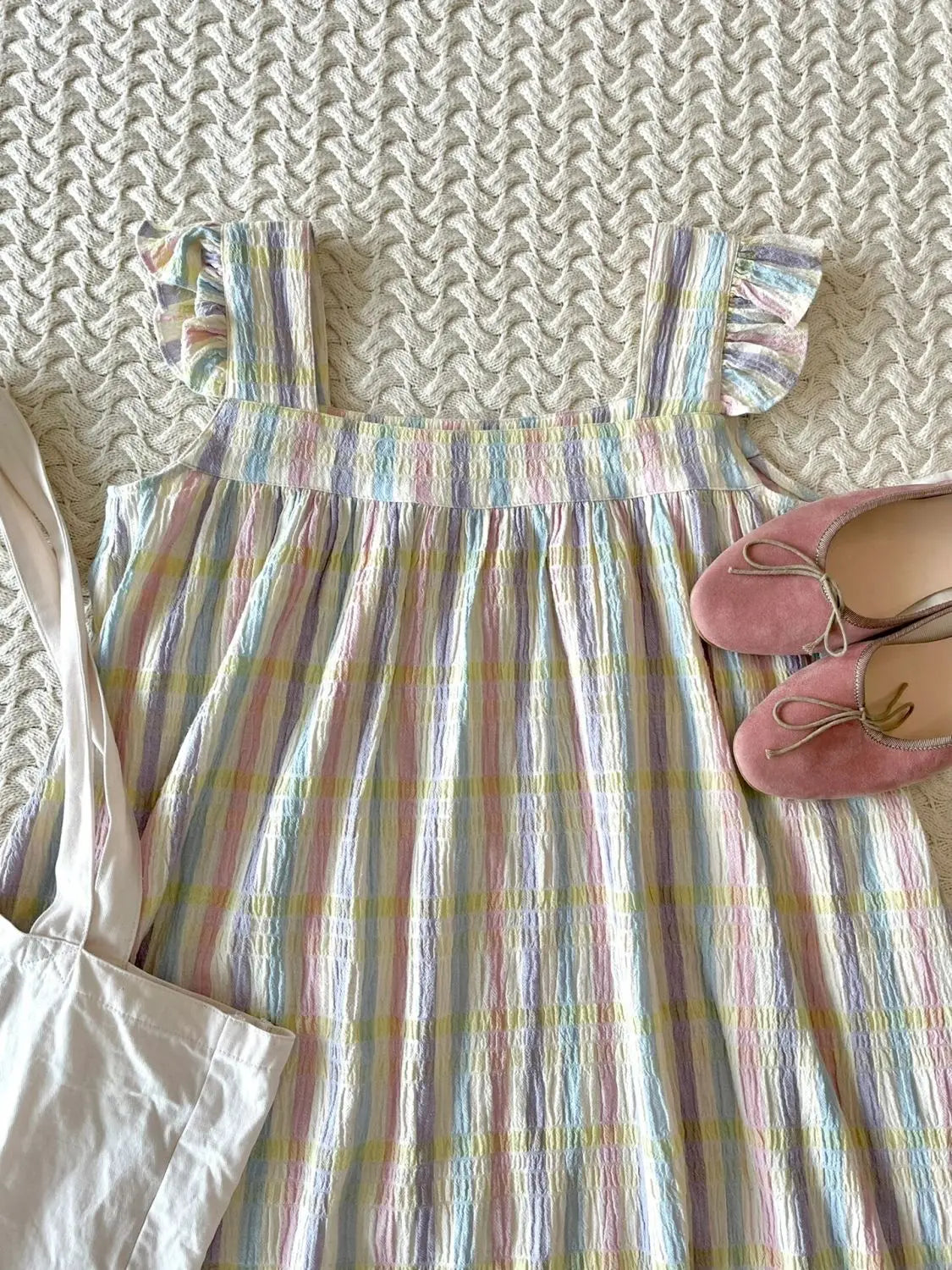 New Korean Style Sweet Pajamas Dress Spagehtti Strap Long Nightgown Home Clothing Female Cute Colorful Striped Loungewear