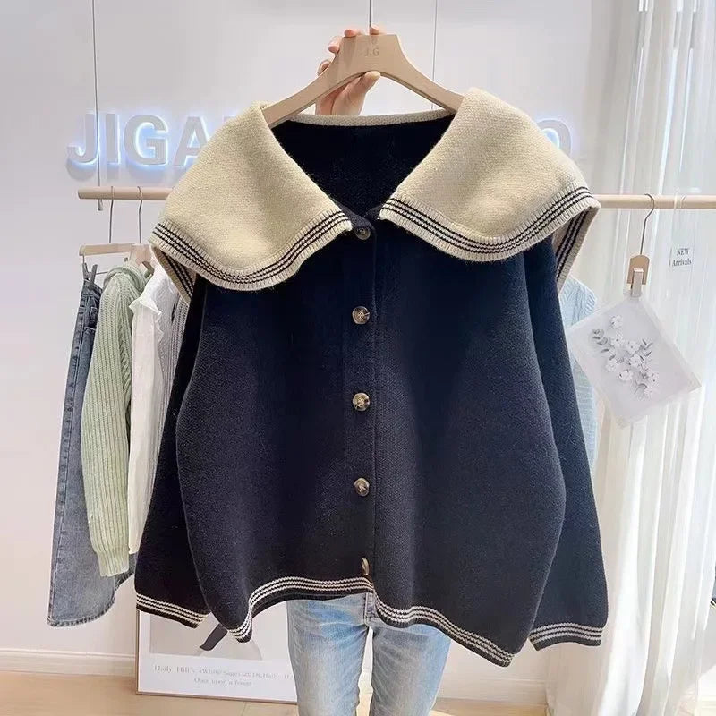Women's Knitted Cardigan Sweater Cropped Top Thickened Milk System Idle Style Slimming Fashion Trendy Autumn Winter 2024