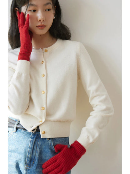 ZIQIAO Multi-color Optional Sheep Wool Sweater Jacket for Women 2024 Spring Casual Style All-match Comfortable Cardigan Female