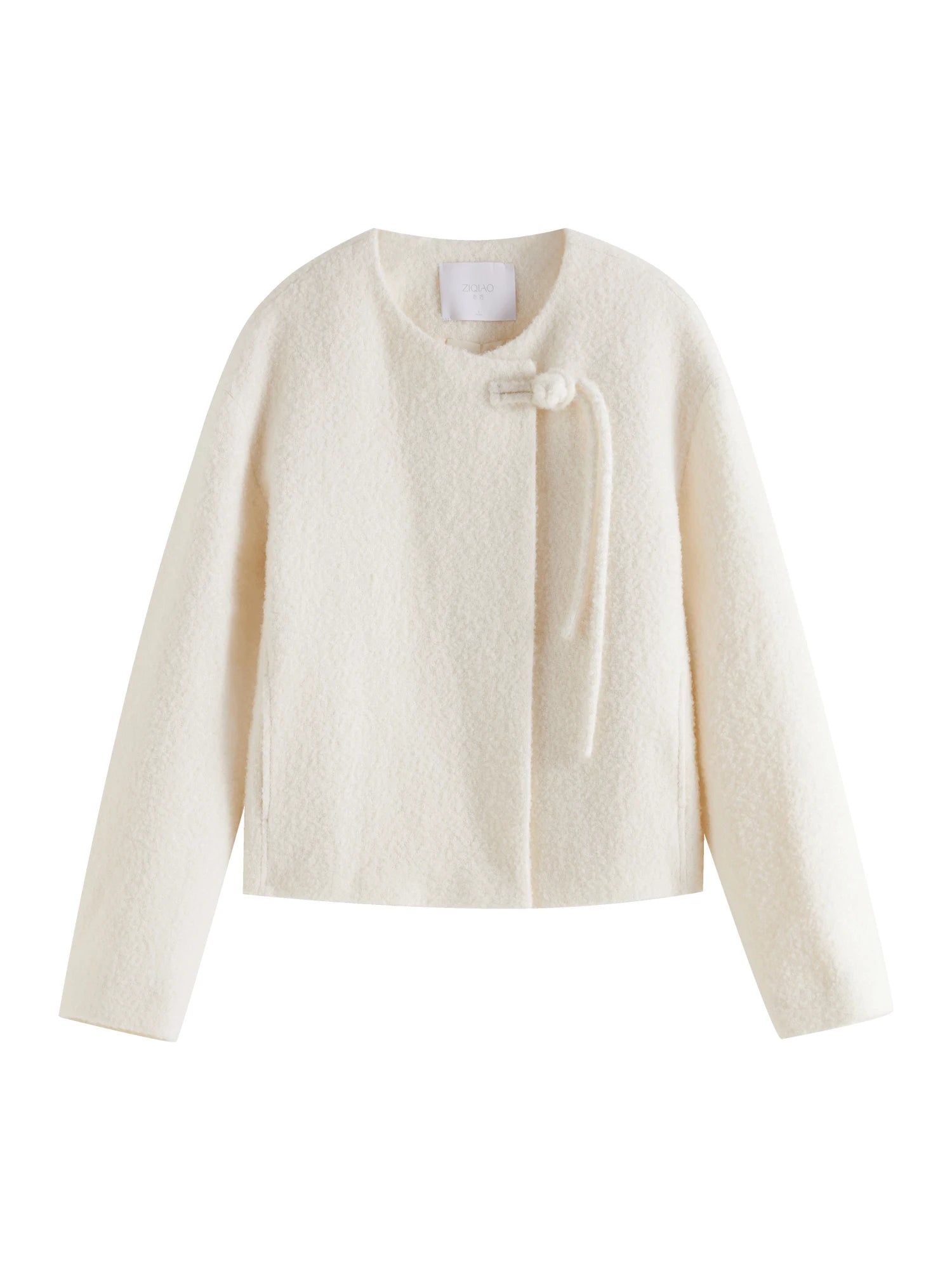 ZIQIAO Petite Size New Chinese Style One Grain Buckle Short Woolen Coat for Women's 2024 Winter New Chinese Style Woolen Coat