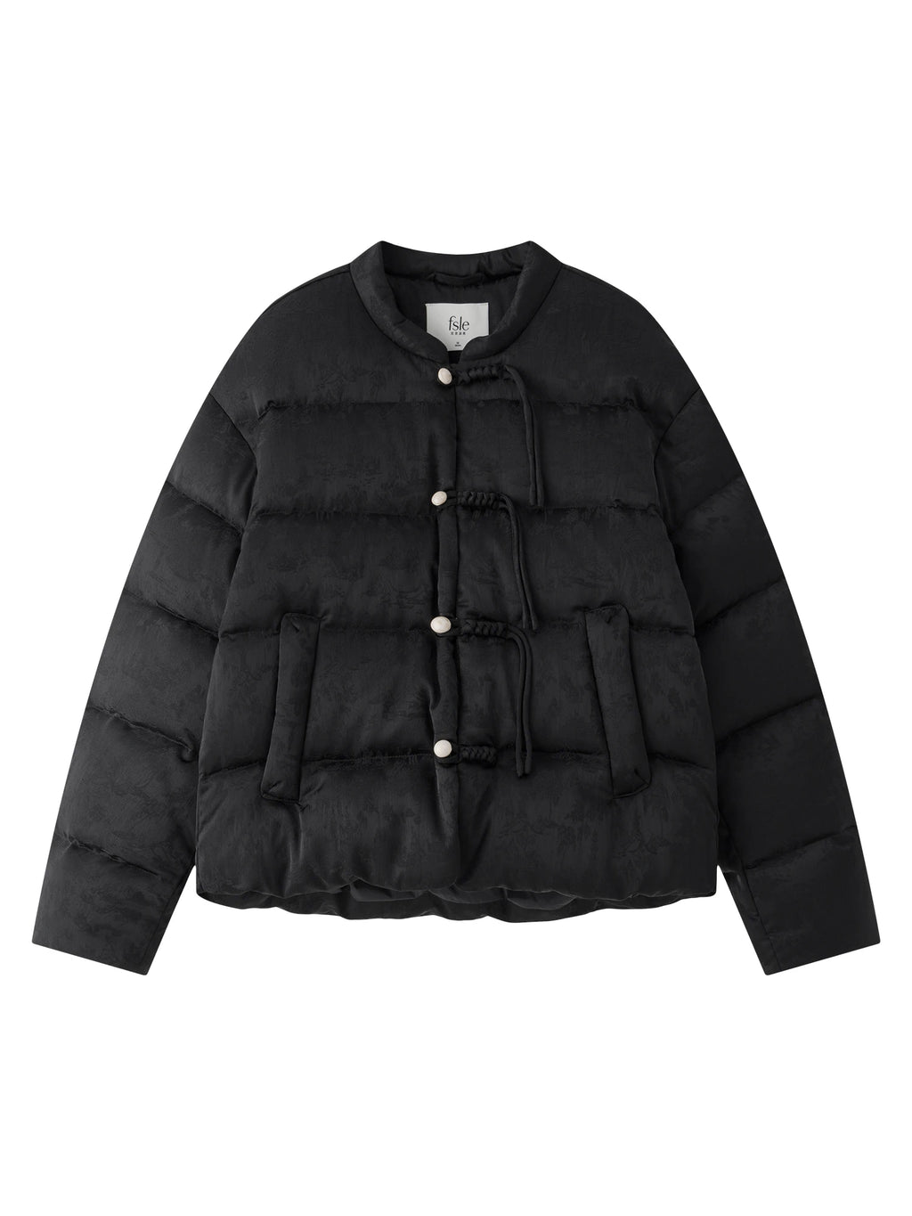 FSLE 115.2G Filling Amount Stand-up Collar New Chinese Style Down Coat For Women 2024 New Jacquard Warm Casual Jacket 24FS14068