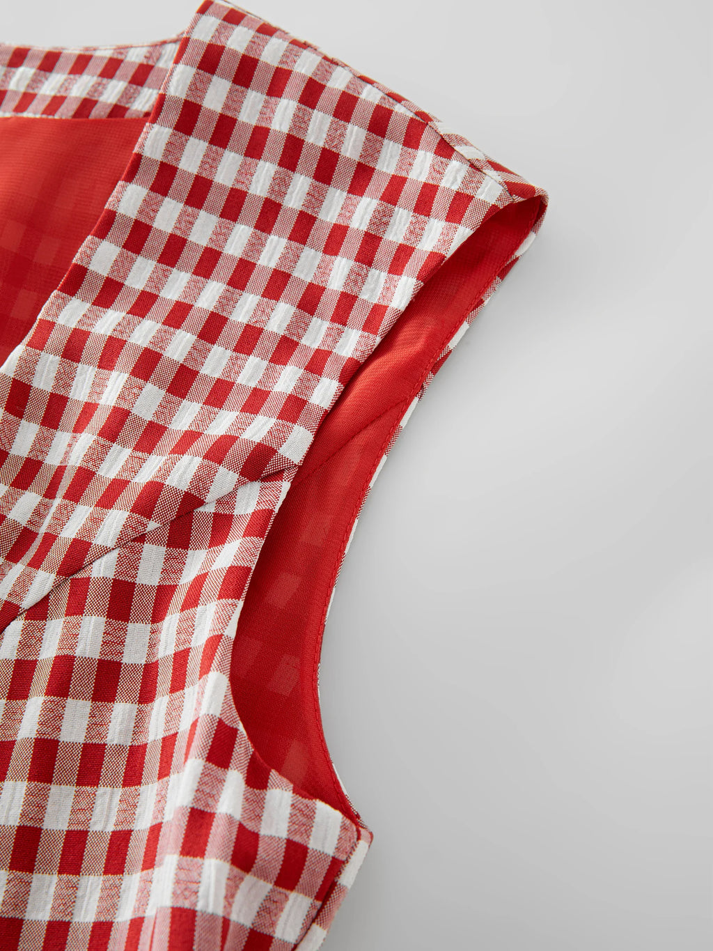 FSLE 2025 Summer New Red Plaid Dress Sleeveless Casual Style Female Summer Long Dress With Sashes High Waist Dress