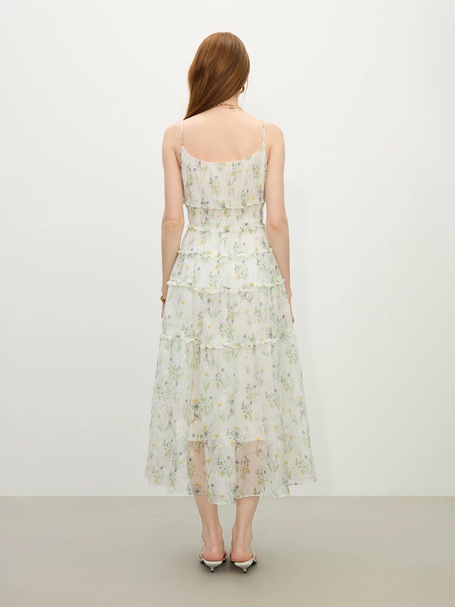 FSLE Women Summer Floral Strappy Dress 2025 Summer Holiday Style Female Spaghetti Strap Long X-LINE Dresses