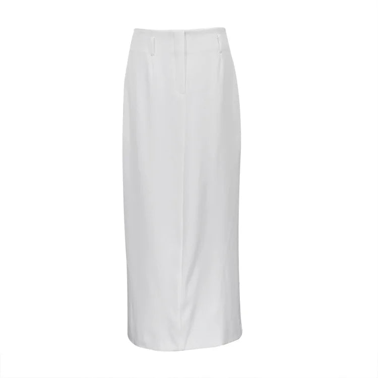 Casual White Straight Skirts Woman Fashion 2022 Elegant High Waist Long Skirts Simple Office Lady Skirt Female Clothing