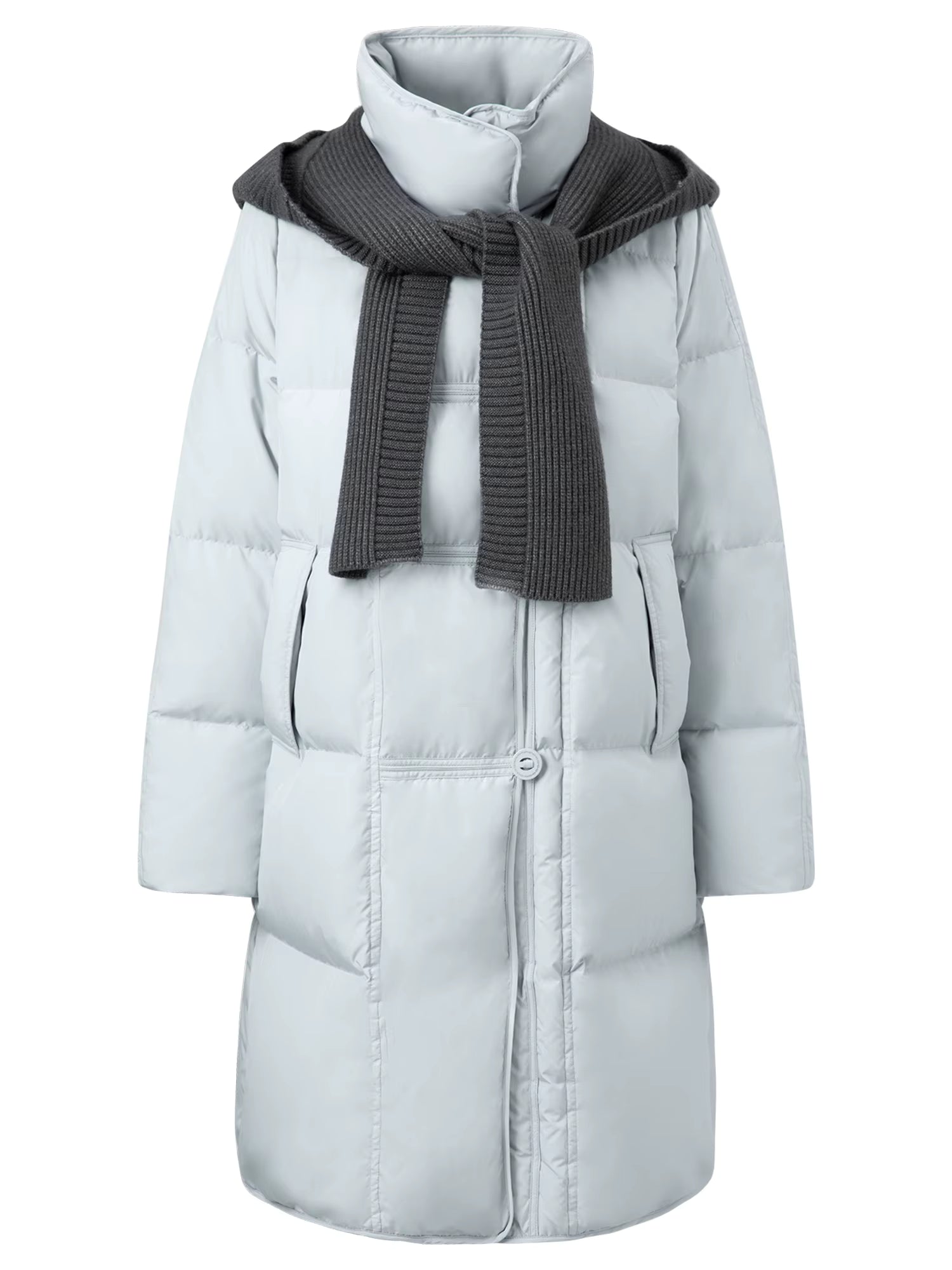 Standing Collar Detachable Knit Hat Fitted Waist Down Jacket for Women Winter 2025 New Collection 90% White Duck Down Coats