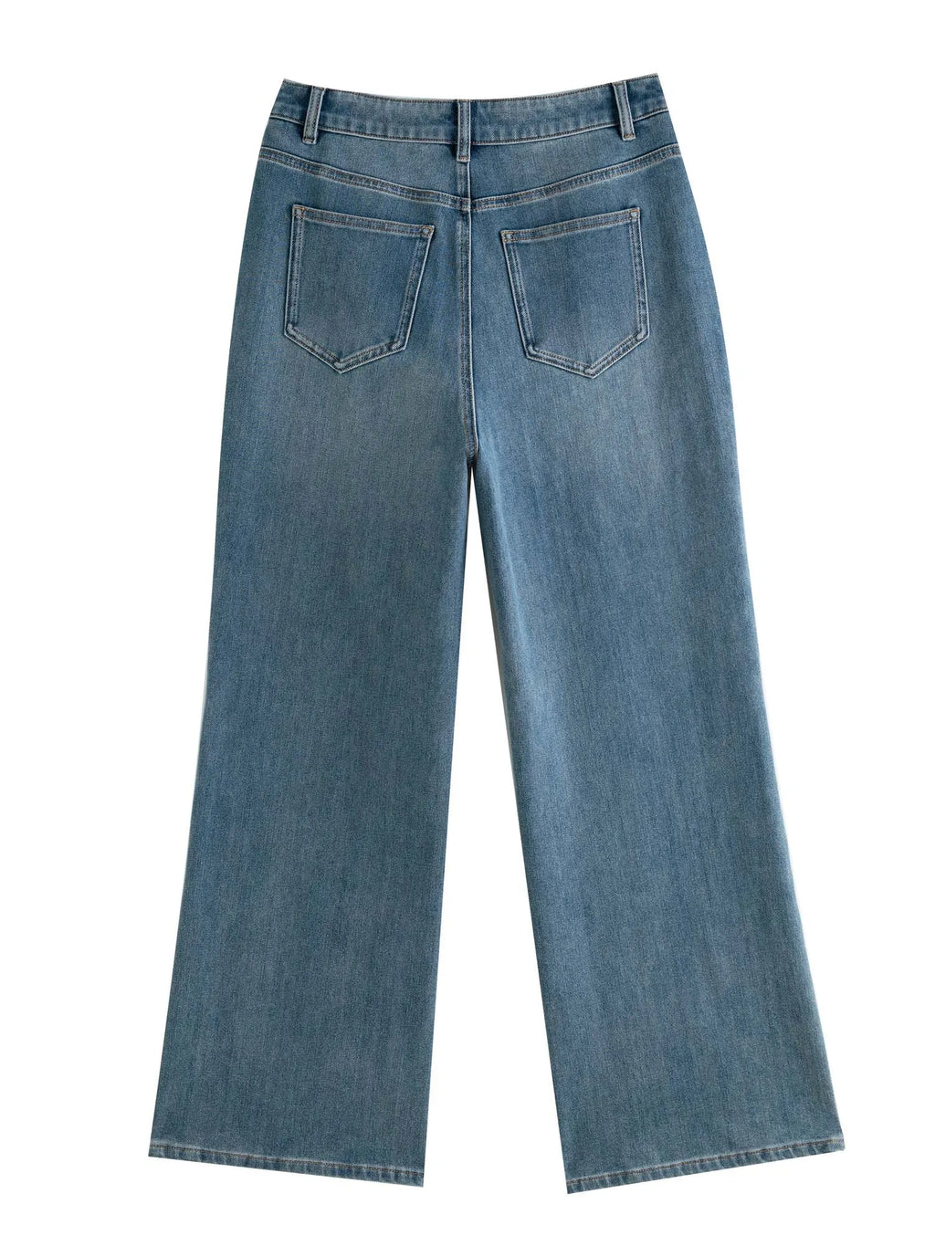 DUSHU Women Full Length Jeans High Waist Cotton Elastic Autumn New Commuter Jean Office Lady Retro Denim Blue Pants 24DS83020