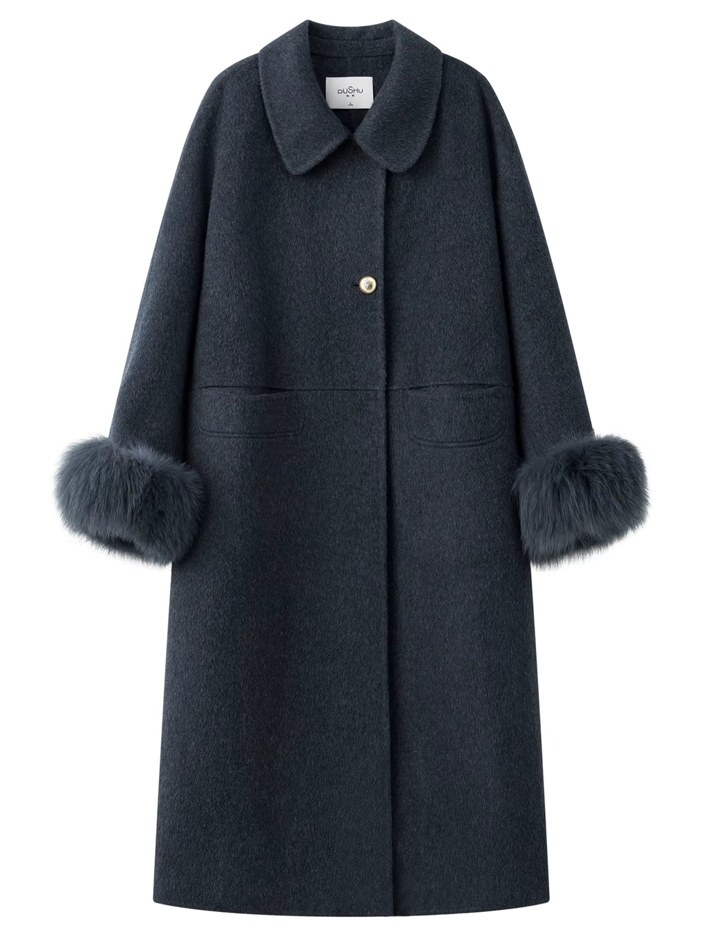 Plus Size Women's Detachable Collar Double Faced Wool Coat 2025 Winter Swan Style Tweed Overcoat Elegant Casual Outerwear