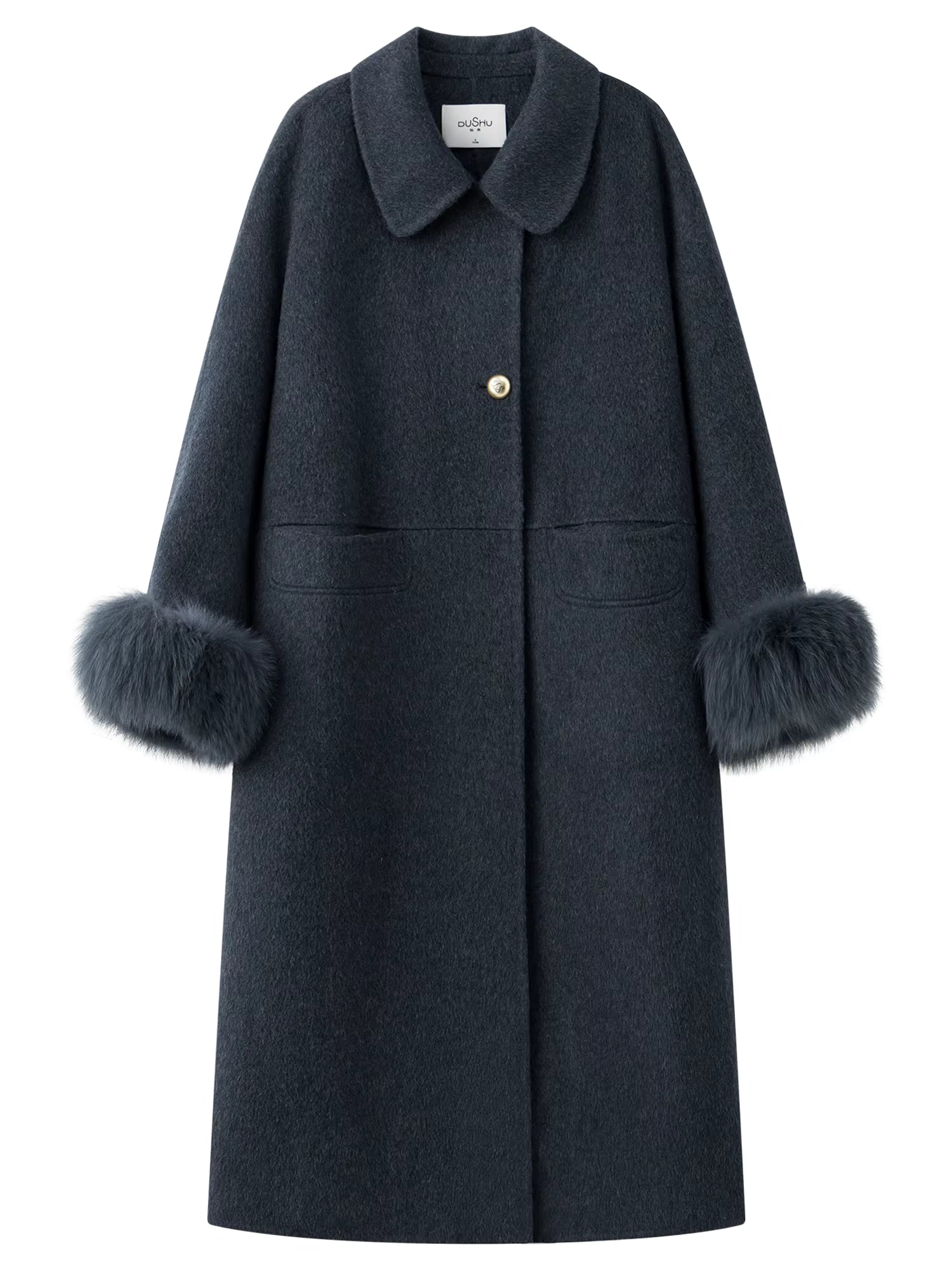 Plus Size Women's Detachable Collar Double Faced Wool Coat 2025 Winter Swan Style Tweed Overcoat Elegant Casual Outerwear