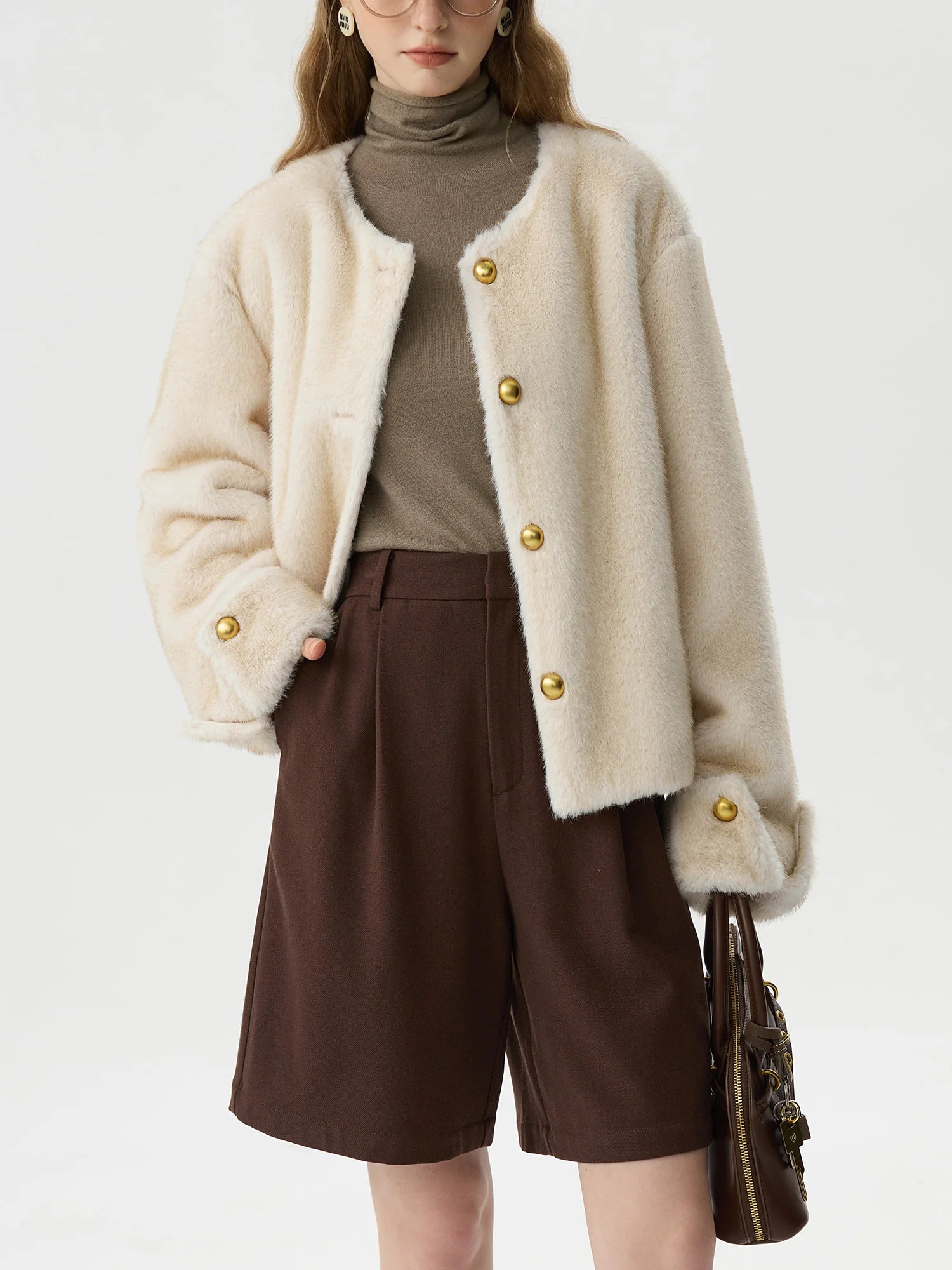 FSLE Cute Warm Coat Fashion Elegant Jacket For Women 2024 Winter New Design Short Versatile Chic Casual Female Jacket 24FS14507