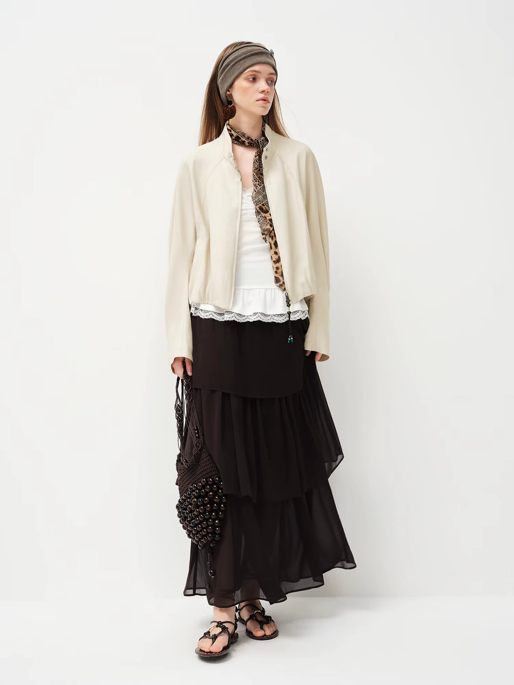 Short Stand-up Collar Casual Jacket for Women New Spring Style Women Korean Style Loose Fit Beige Coats Leisure