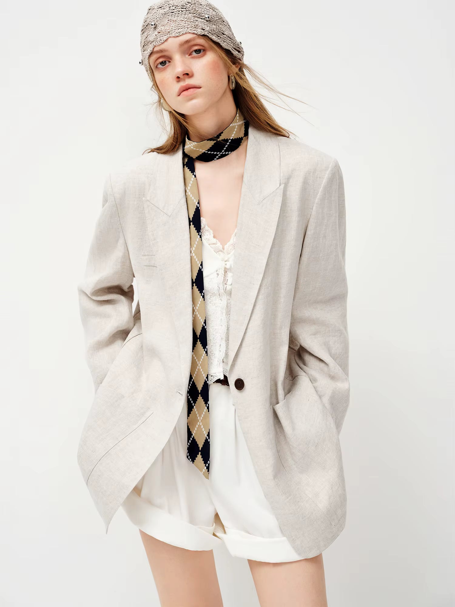 2026 Spring Women's 100% Linen Blazer - Relaxed Fit Unstructured Overshirt for Office and Casual Wear