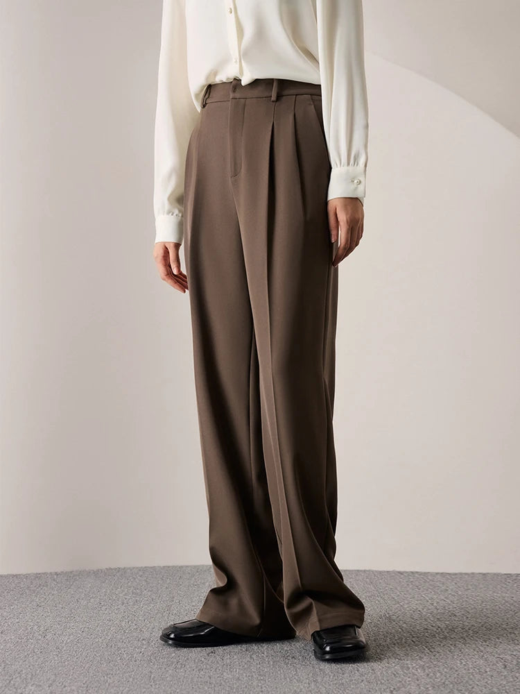 ZIQIAO High Waisted Straight Tube Floor Mop Suit Pants For Women 2023 New Loose Drape Slimming Casual Pants Office Lady