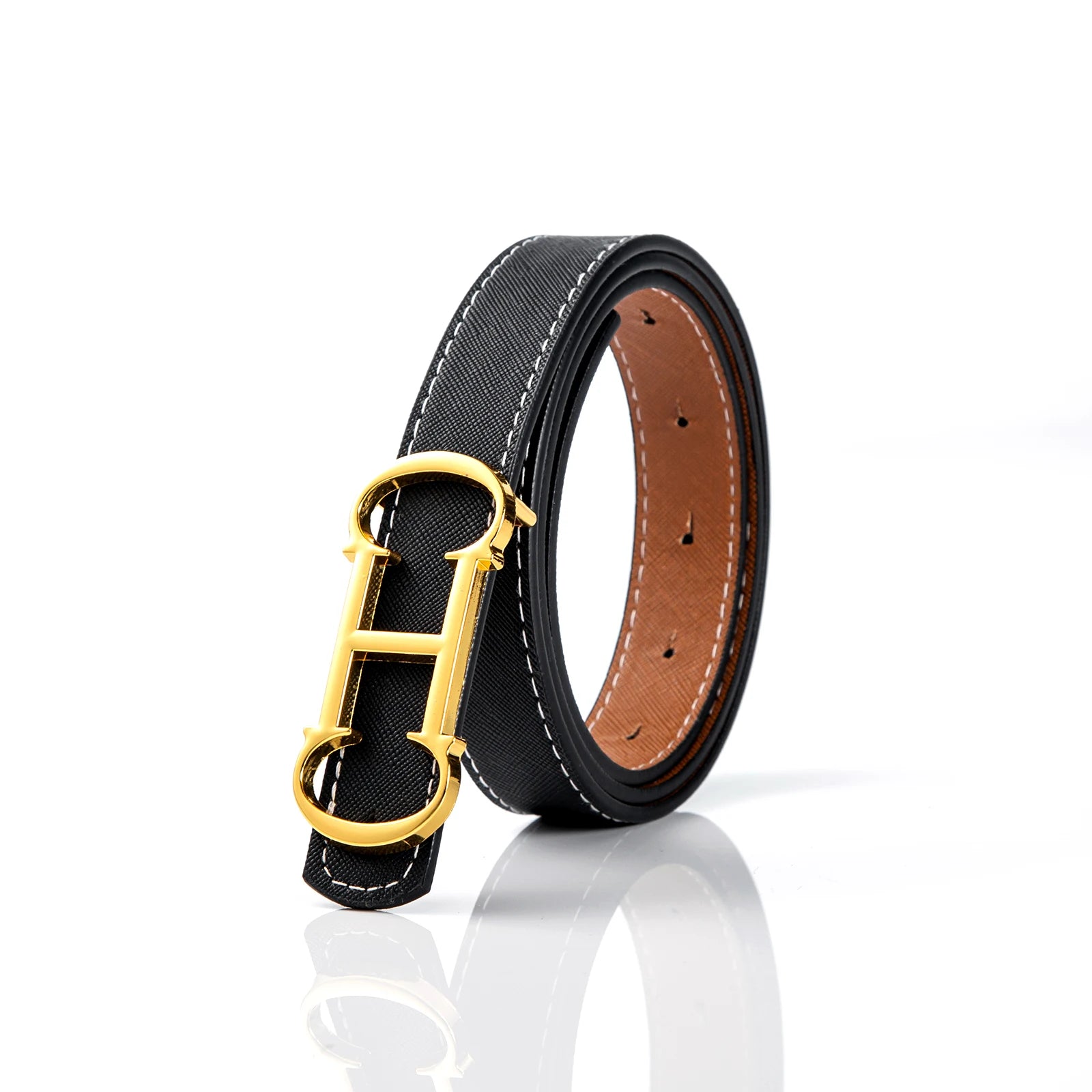 CHCH Double-sided Leather Belt women's Alloy New Luxury Design Fashion Jeans Decorative Women's Retro Decorative Belt