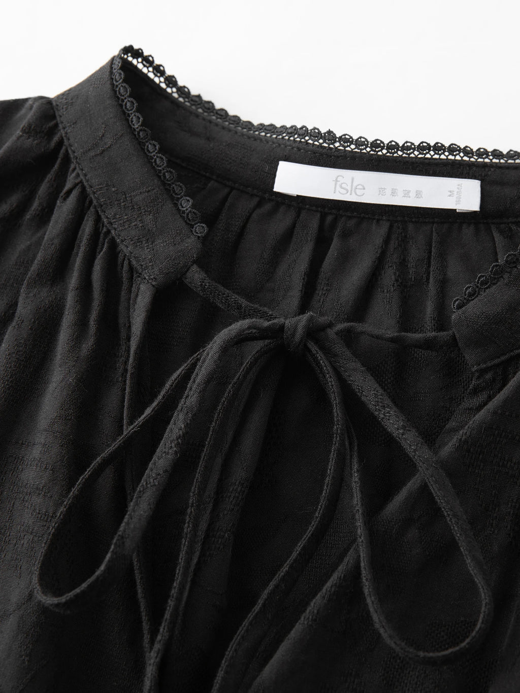 FSLE French Style V-neck Earrings Lace-up Shirt for Women Autumn 2025 New Arrival Long-sleeved Stitching Casual Tops