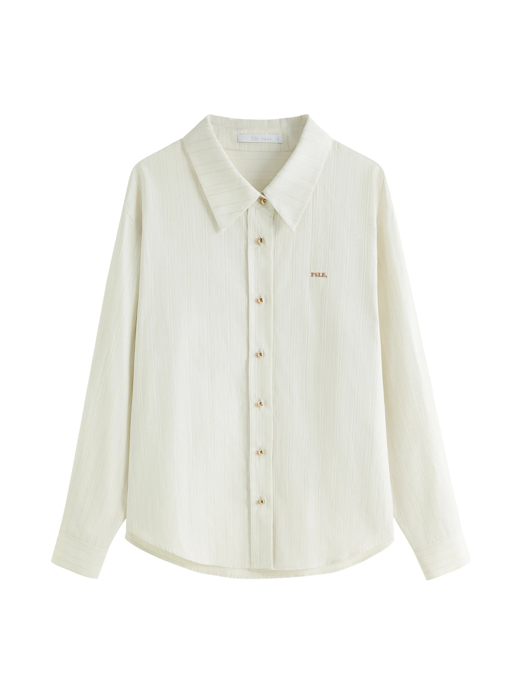 FSLE Women Long Sleeve Shirts Polo Neck Three-dimensional Fabric Loose Tops Office Lady Winter Beige Casual Blouses 24FS14366