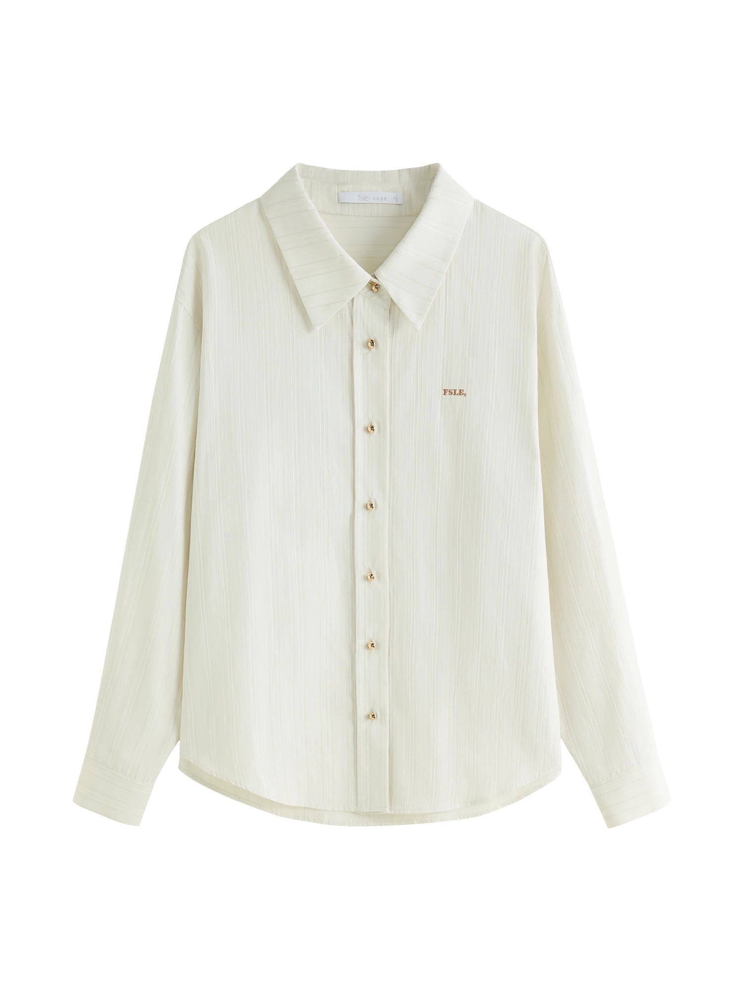 FSLE Women Long Sleeve Shirts Polo Neck Three-dimensional Fabric Loose Tops Office Lady Winter Beige Casual Blouses 24FS14366
