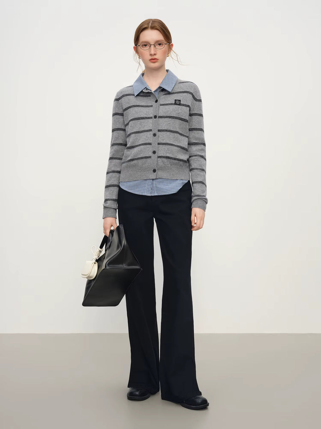 High-Waisted Black Wide-Leg Jeans with Slit Detail, Women's Fashion Casual Stretch Denim Trousers