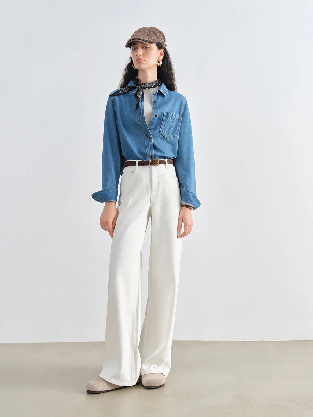 ZIQIAO Petite Retro Wide-leg Jeans for Women 2025 New Chic High Waist Slim Floor-length Pants Straight Drape Pants