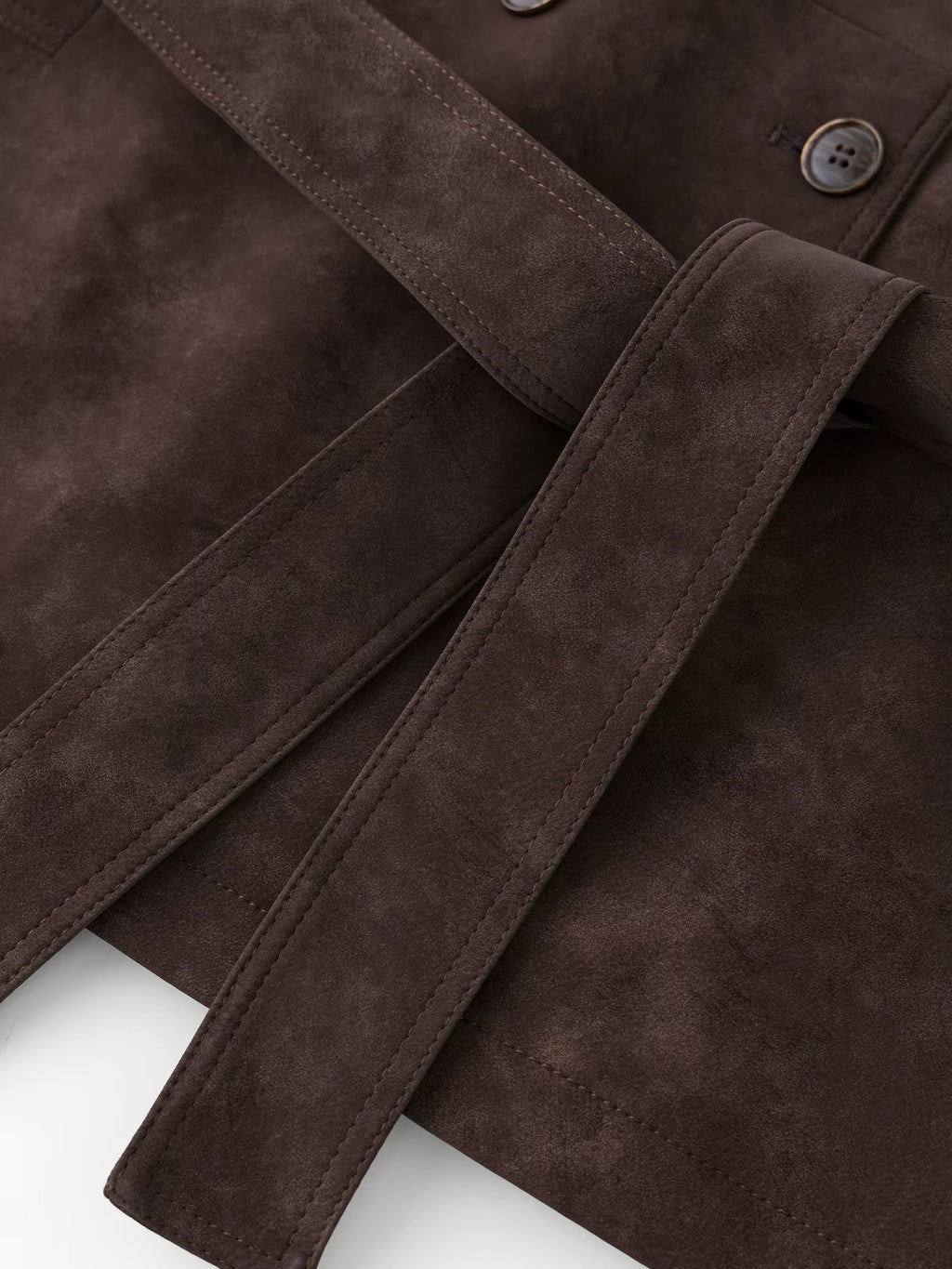Retro Double-breasted Lapel Loose Leather Jacket for Women 2025 Winter New Casual Coffee-colored Jacket Loose Fit