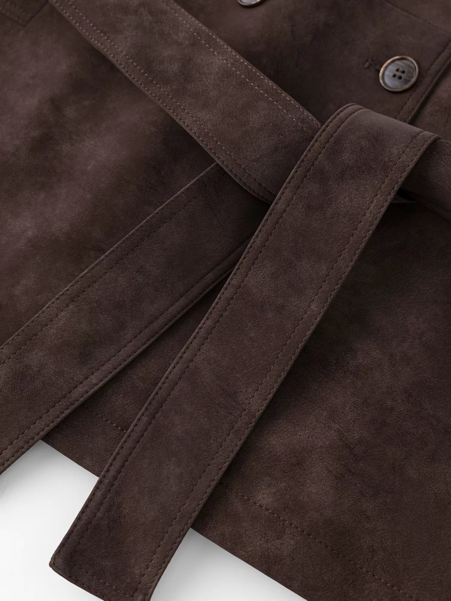 Retro Double-breasted Lapel Loose Leather Jacket for Women 2025 Winter New Casual Coffee-colored Jacket Loose Fit