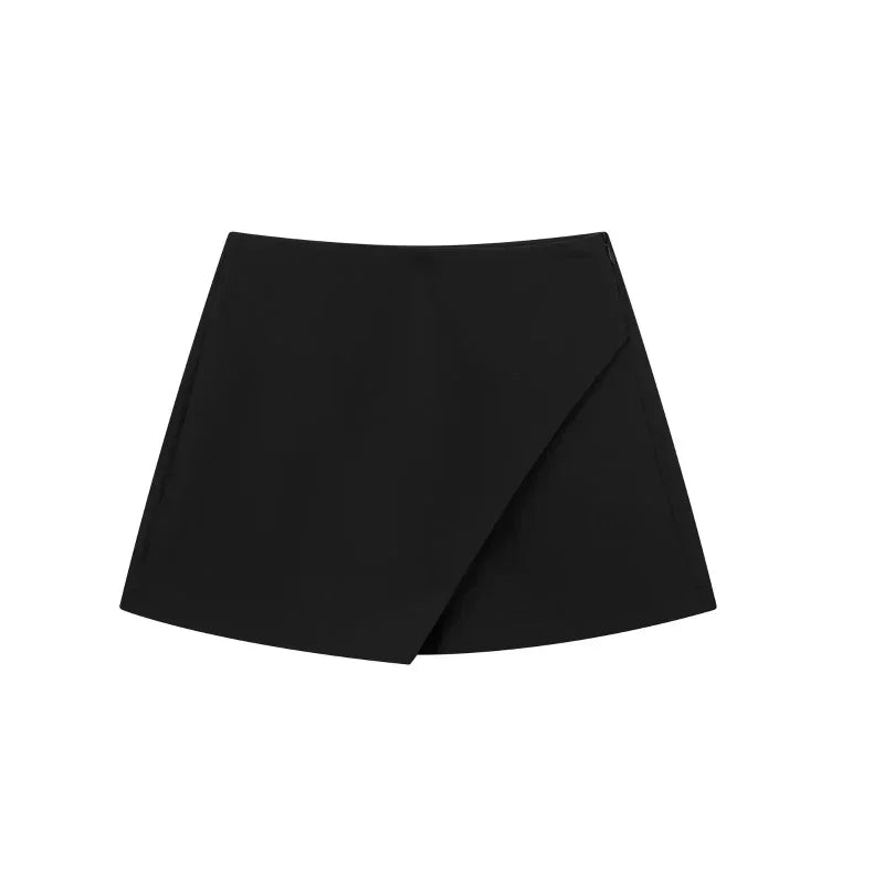 TRAF Skort For Women High Waist White Black Skirt Pants Woman Summer 2024 Asymmetric Khaki Skirt Shorts Casual Women's Skort