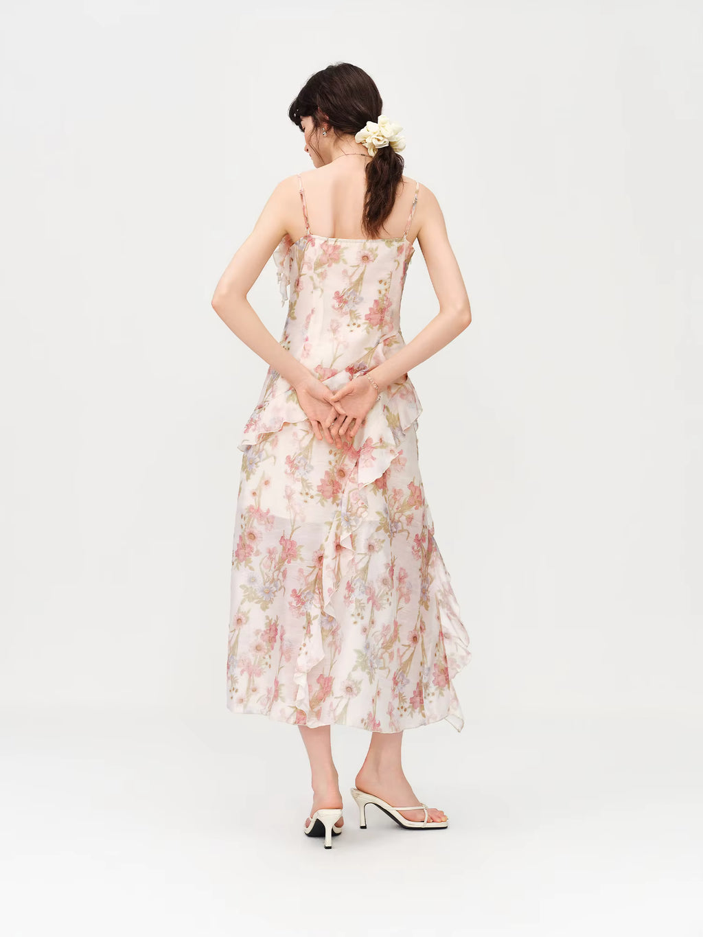Resort Style Floral Print Slimming Ruffled Strapless Dress for Women's Summer 2026 New Arrival Elegant Long Slip Dresses
