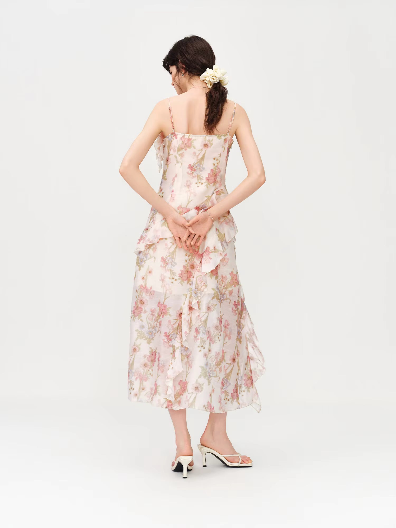 Resort Style Floral Print Slimming Ruffled Strapless Dress for Women's Summer 2026 New Arrival Elegant Long Slip Dresses