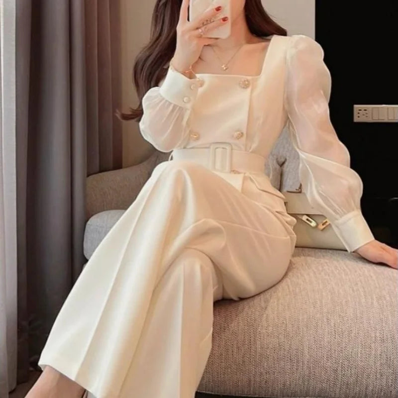 Women's White Two Pieces Sets Wide Leg Party Outfits Co Ord Classy Clothes