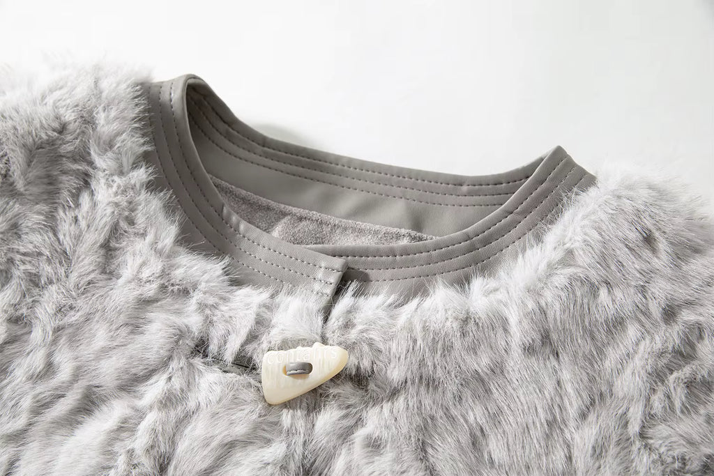 Premium Series】Faux Wool Embossed Suede Patchwork Short Jacket for Women 2025 Winter New Arrival College-Style Outerwear