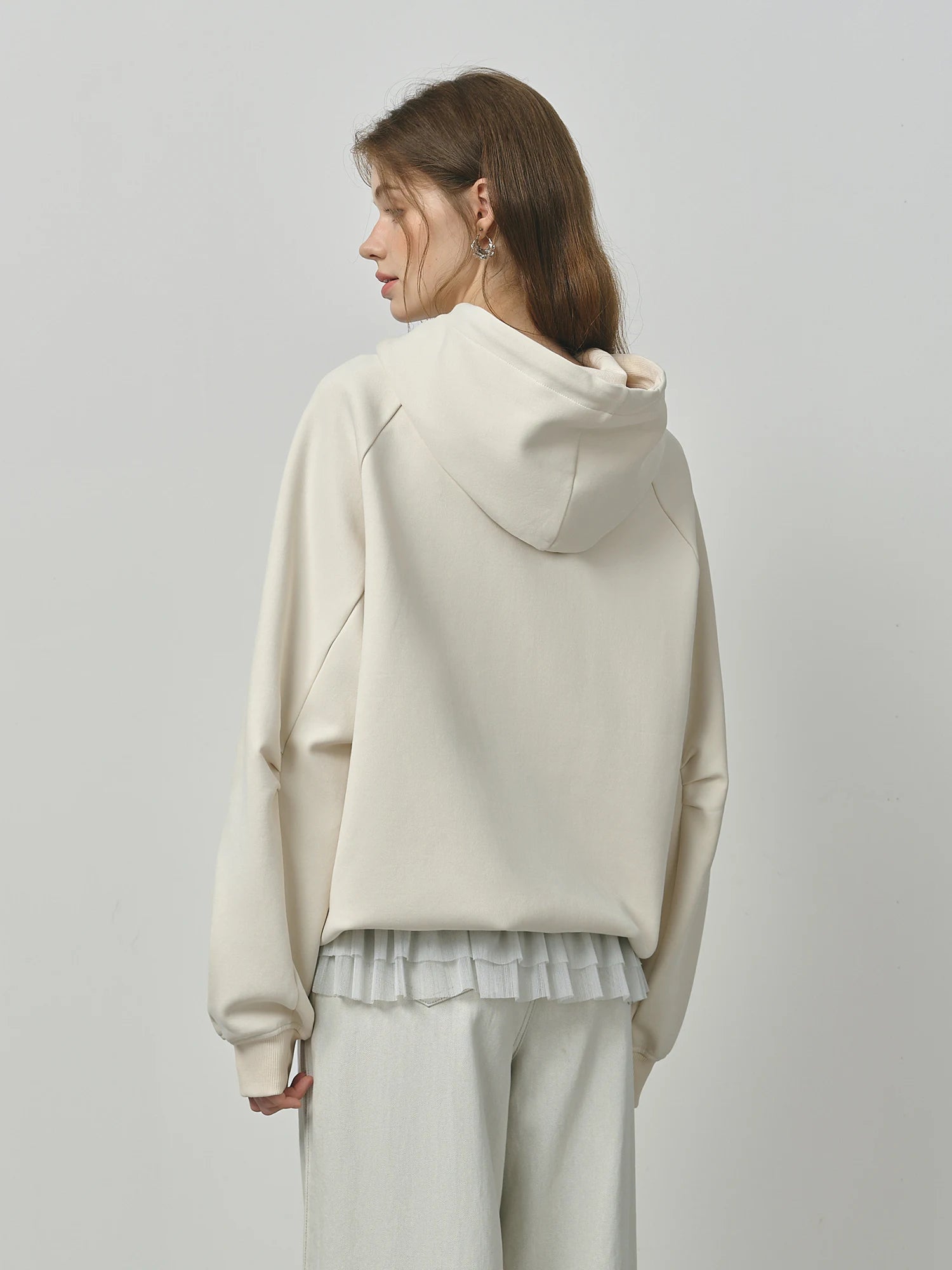 FSLE Autumn 2025 Women's Hooded Sweatshirt - Loose Fit Shell Print Embroidery Long Sleeve Pullover Casual Streetwear Top