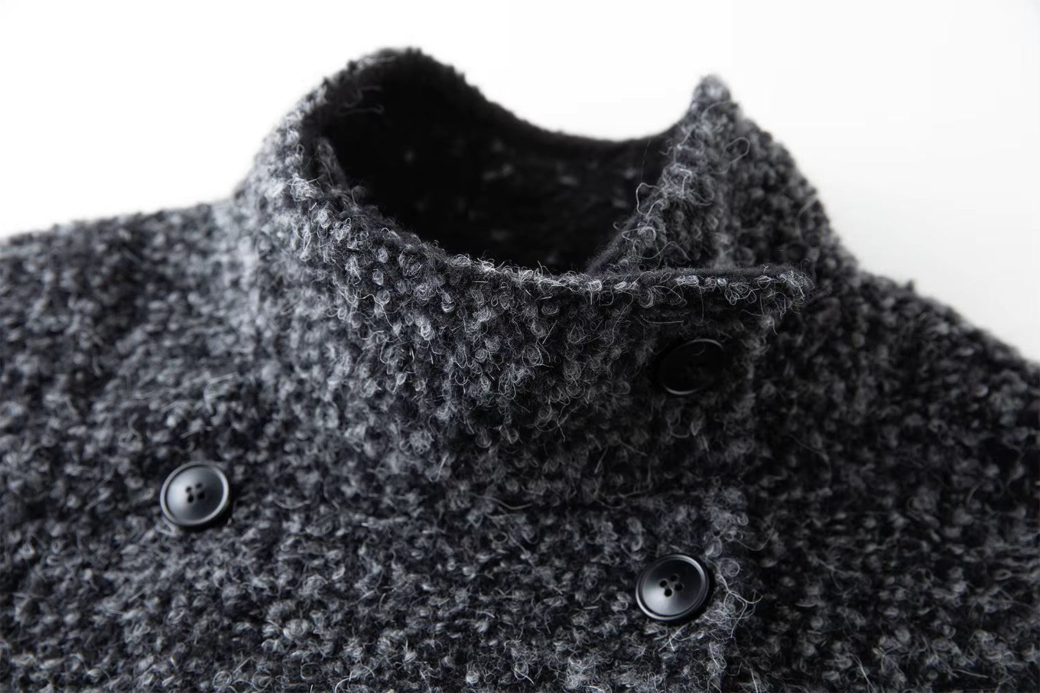 【Premium Series】 Women's Tweed Pattern Turtleneck Wool Blend Overcoat - Elegant Winter Long Coat for Business Casual