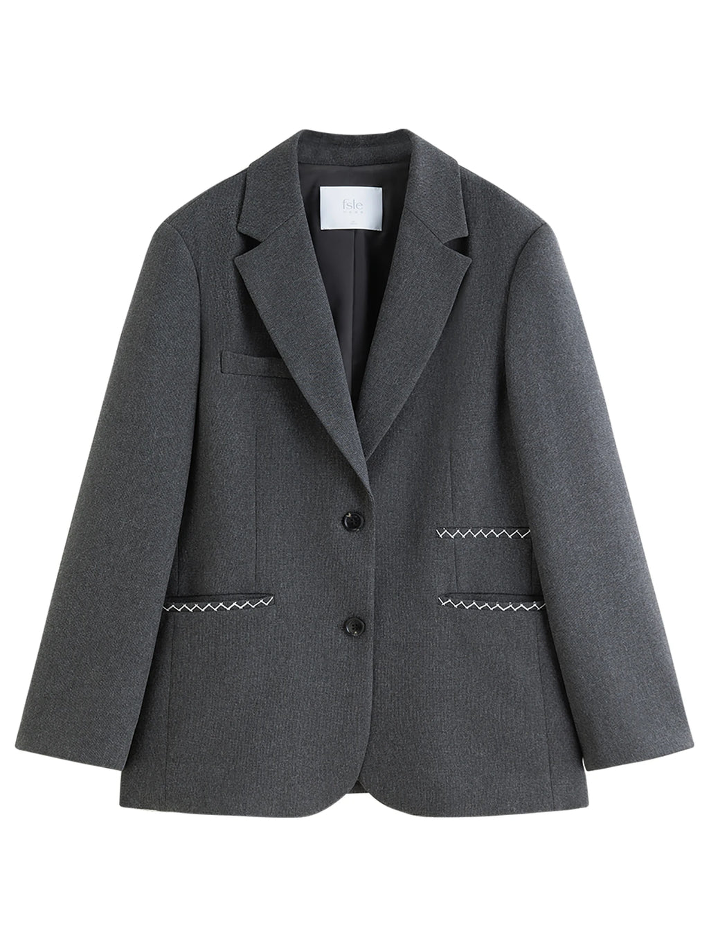 FSLE Contrast Color Line One-pocket Suit Jacket 2025 Autumn New Loose Versatile Notch Lapel Jacket